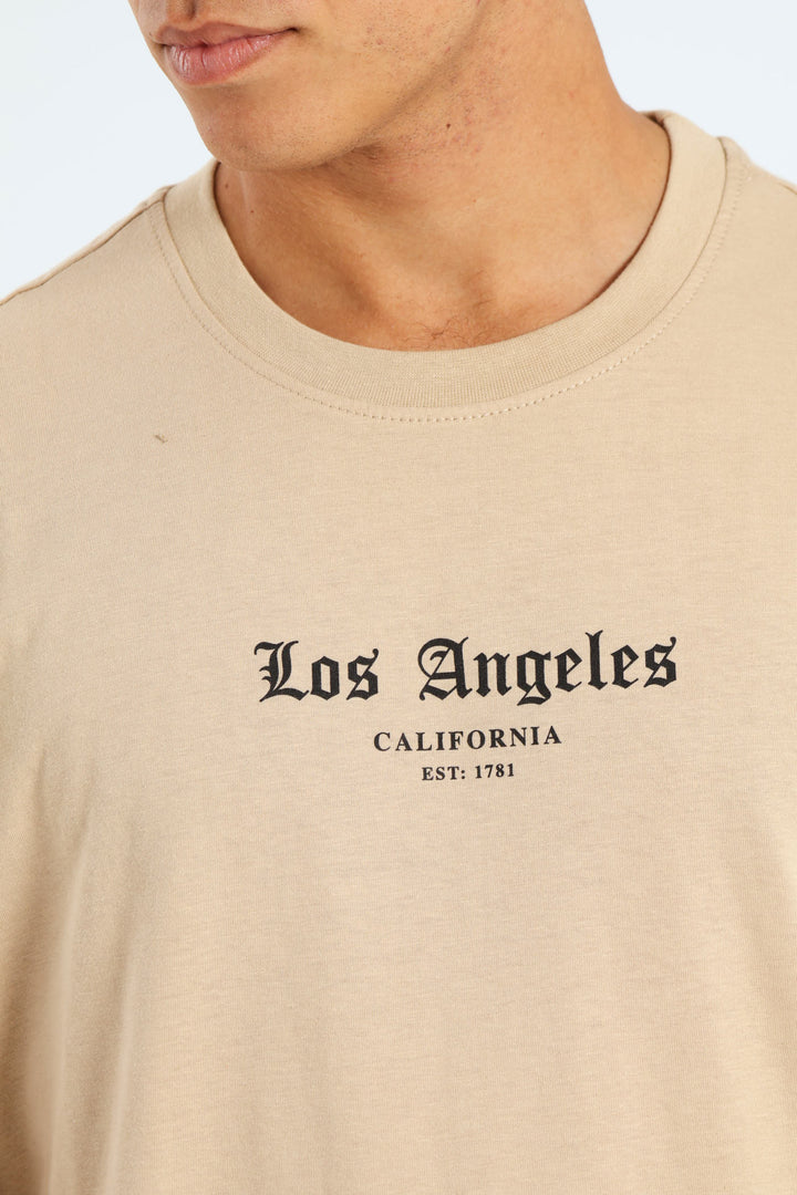 LA Angel Back & Front Tee - Stone