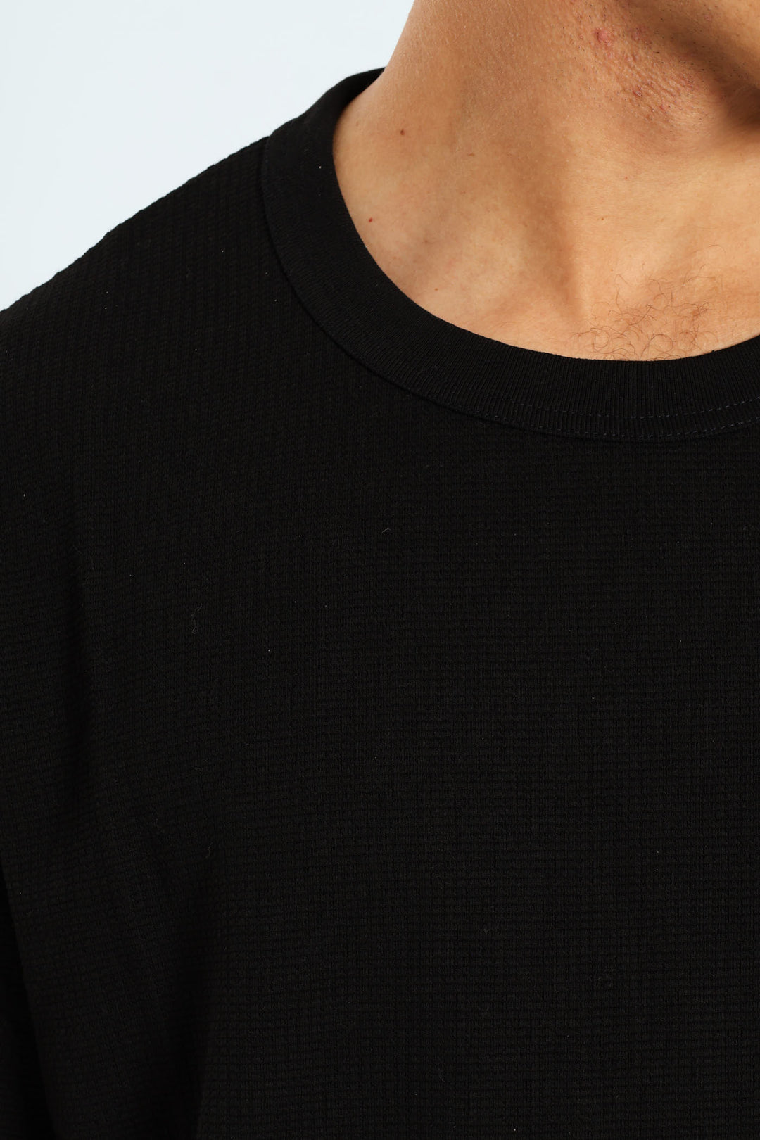 Basic Grid Waffle Tee - Black