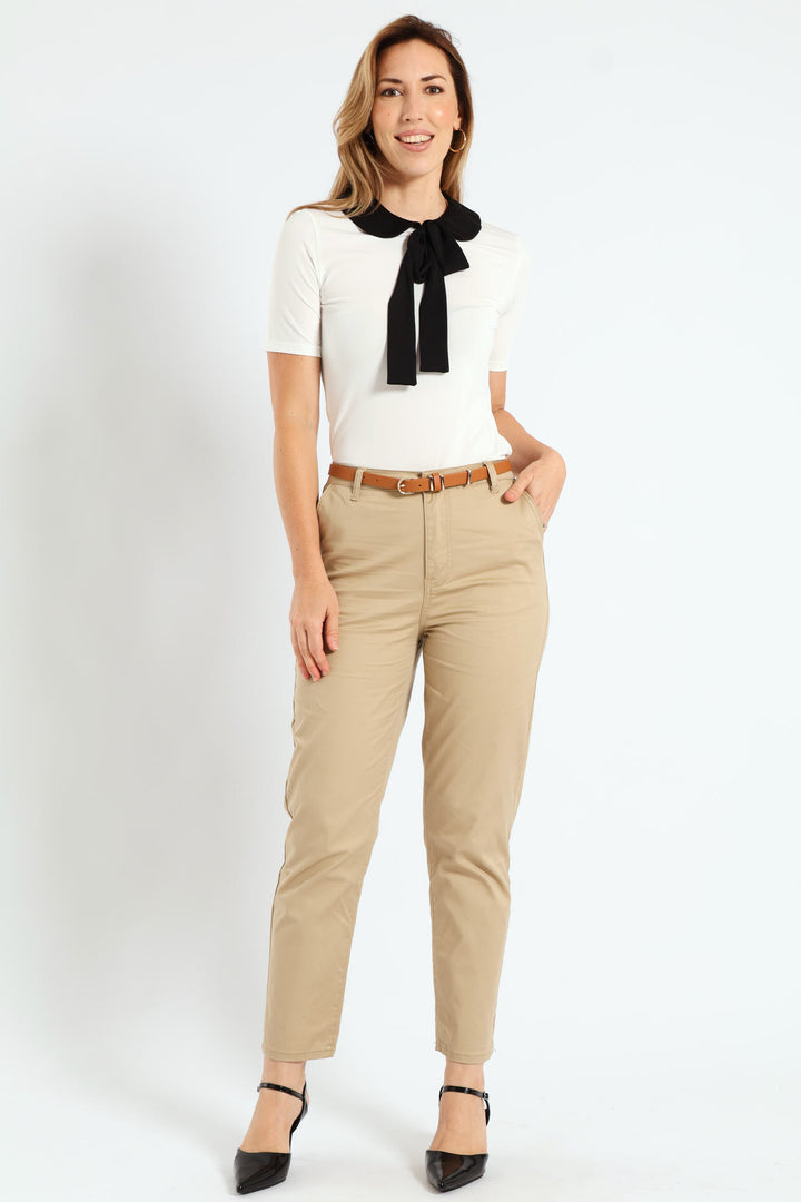 Peter Pan Tie Up Blouse - Cream