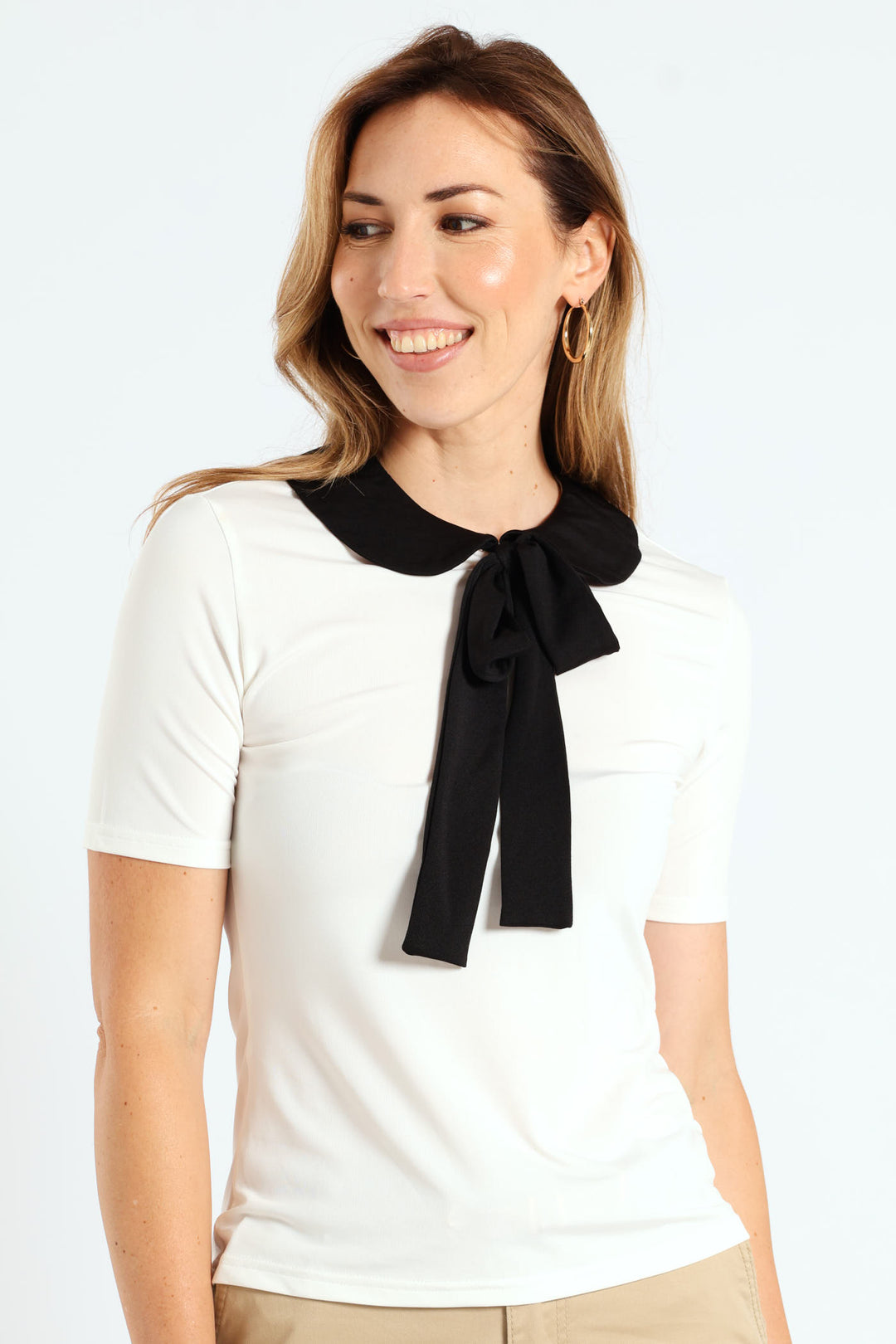 Peter Pan Tie Up Blouse - Cream