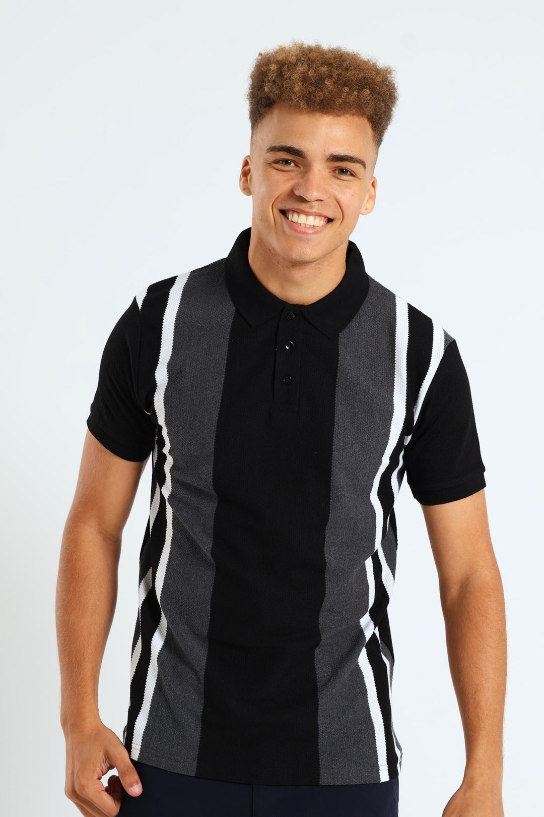 Texture Stripe Design Golfer - Grey