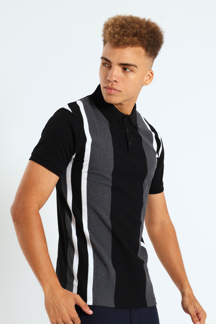 Texture Stripe Design Golfer - Grey