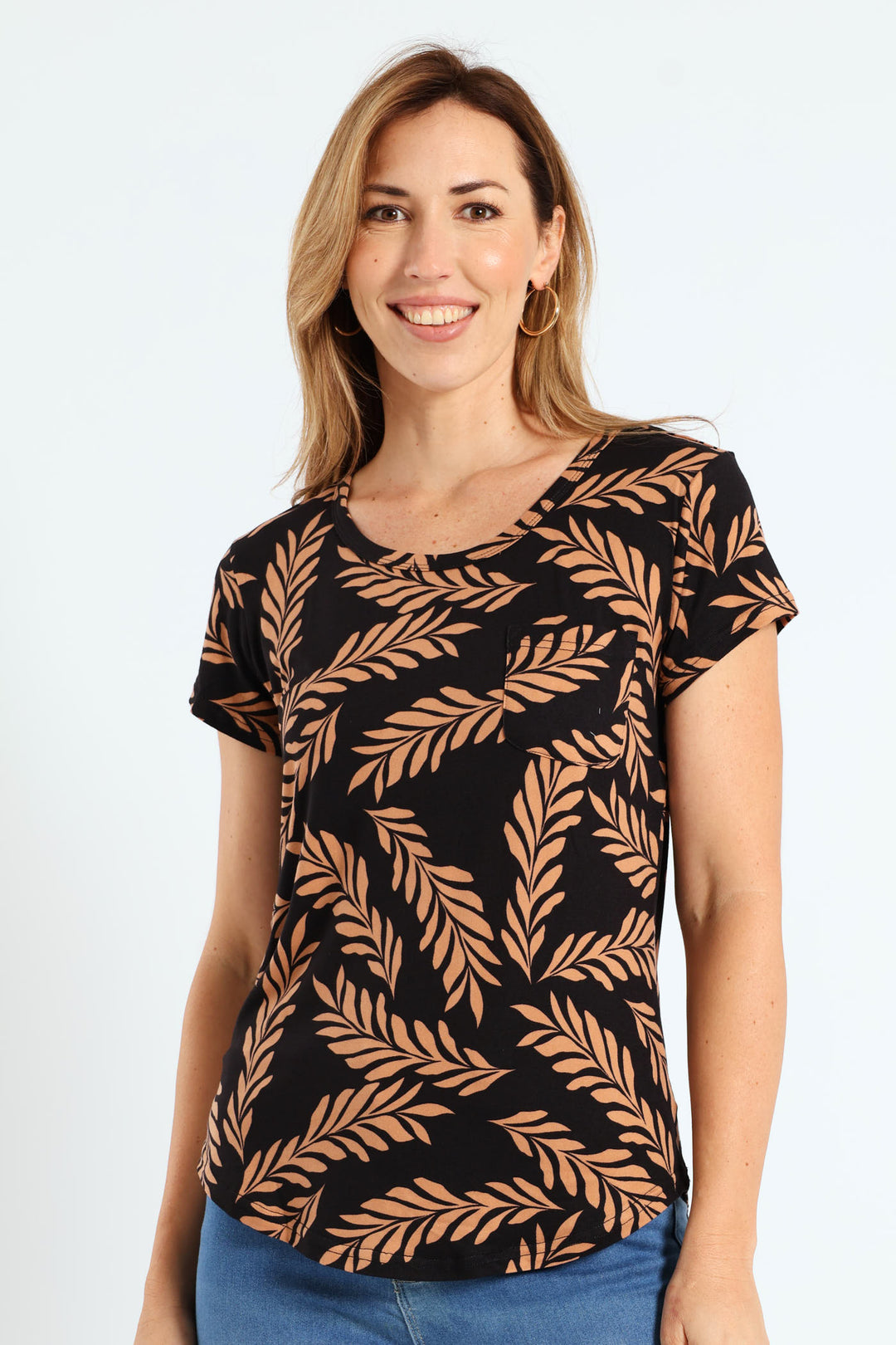 Fern Pocket Tee - Black/Beige