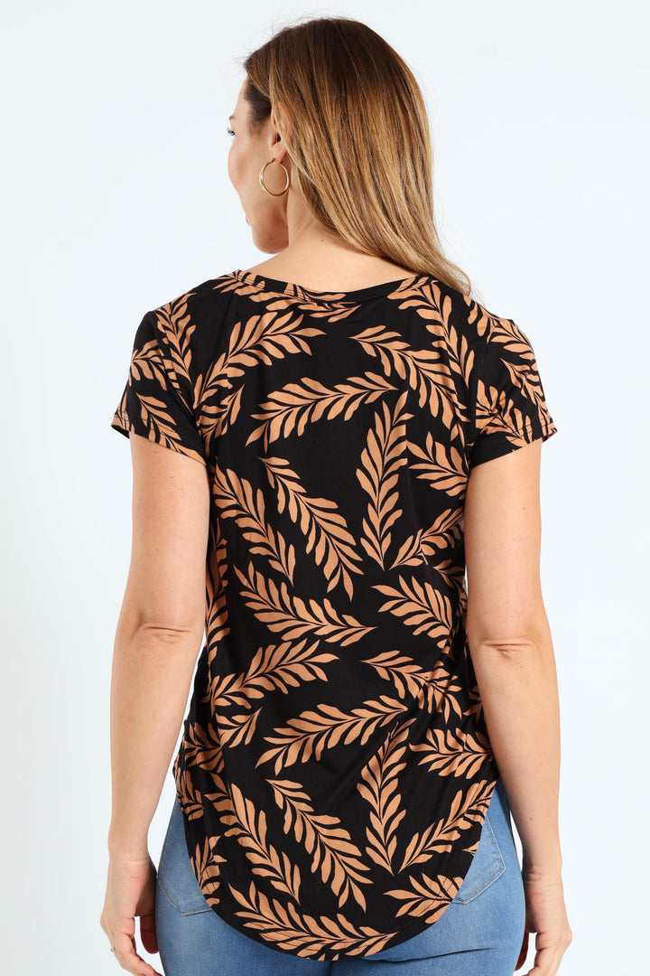 Fern Pocket Tee - Black/Beige