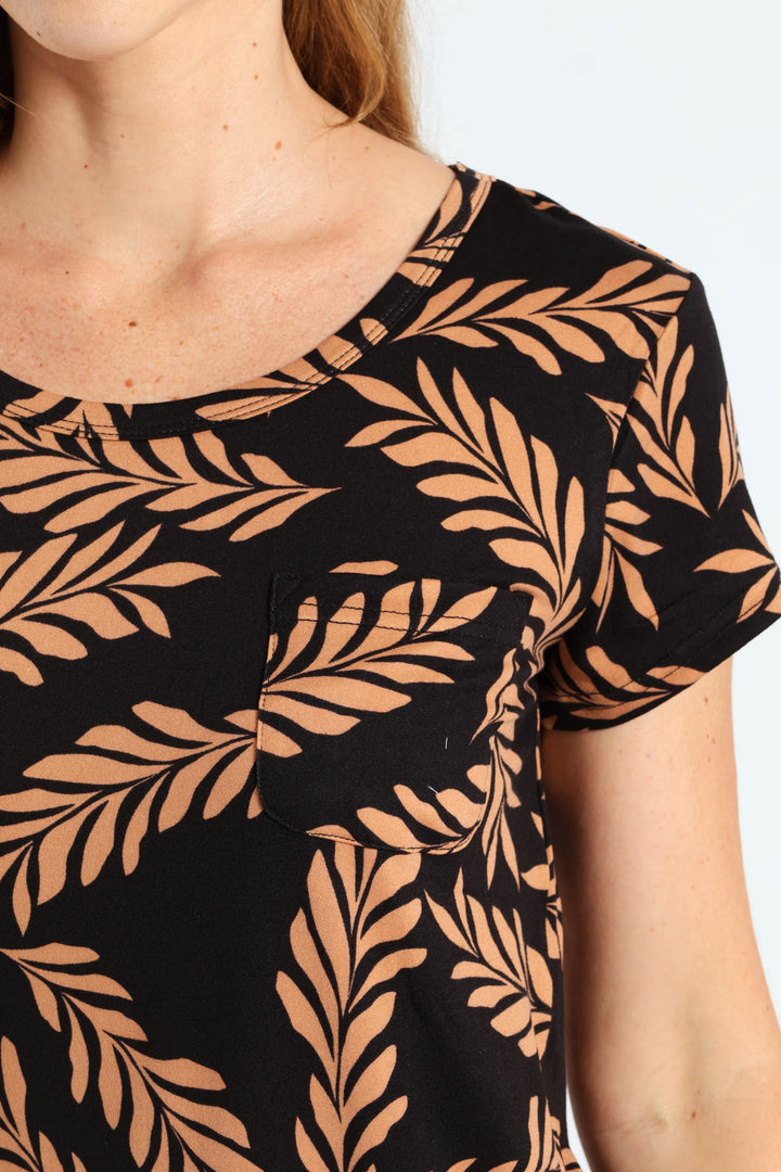 Fern Pocket Tee - Black/Beige