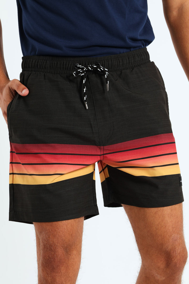Stripe Volley Shorts - Black