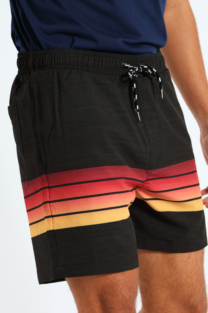 Stripe Volley Shorts - Black
