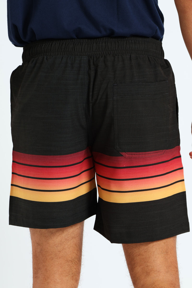 Stripe Volley Shorts - Black