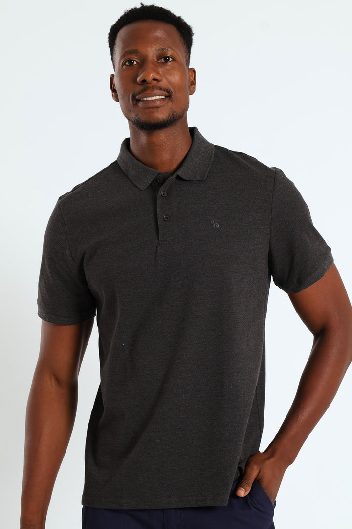 Basic Regular Fit Golfer - Charcoal Melange
