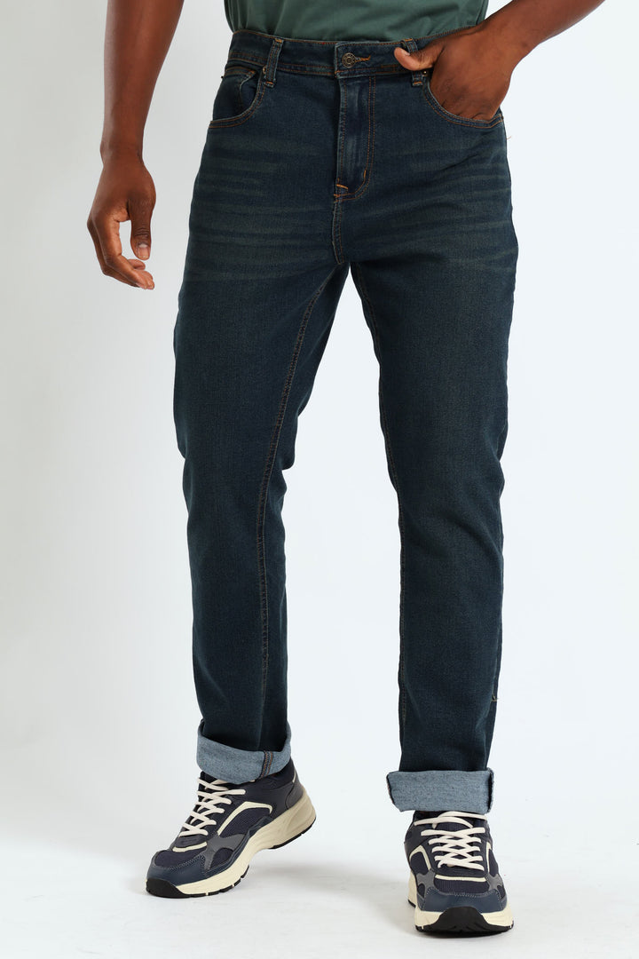 Camel Tint Slim Denim - Dark Wash