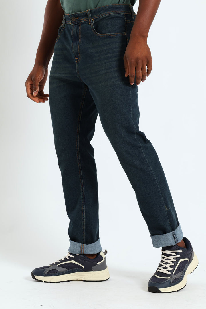 Camel Tint Slim Denim - Dark Wash