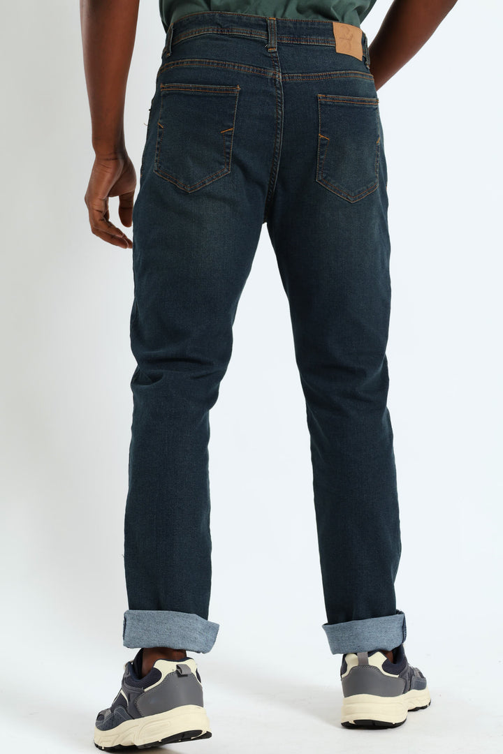 Camel Tint Slim Denim - Dark Wash