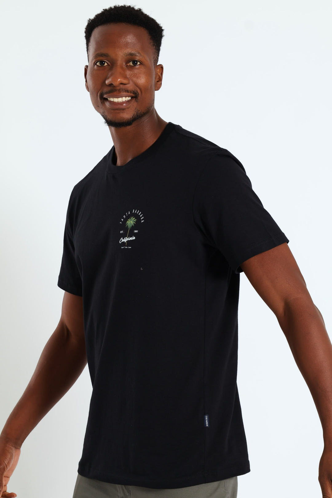 Santa Barbara Front & Back Print Tee - Black