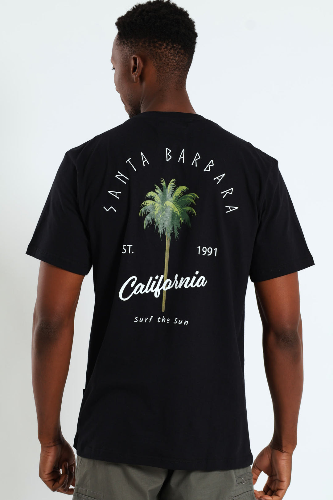 Santa Barbara Front & Back Print Tee - Black