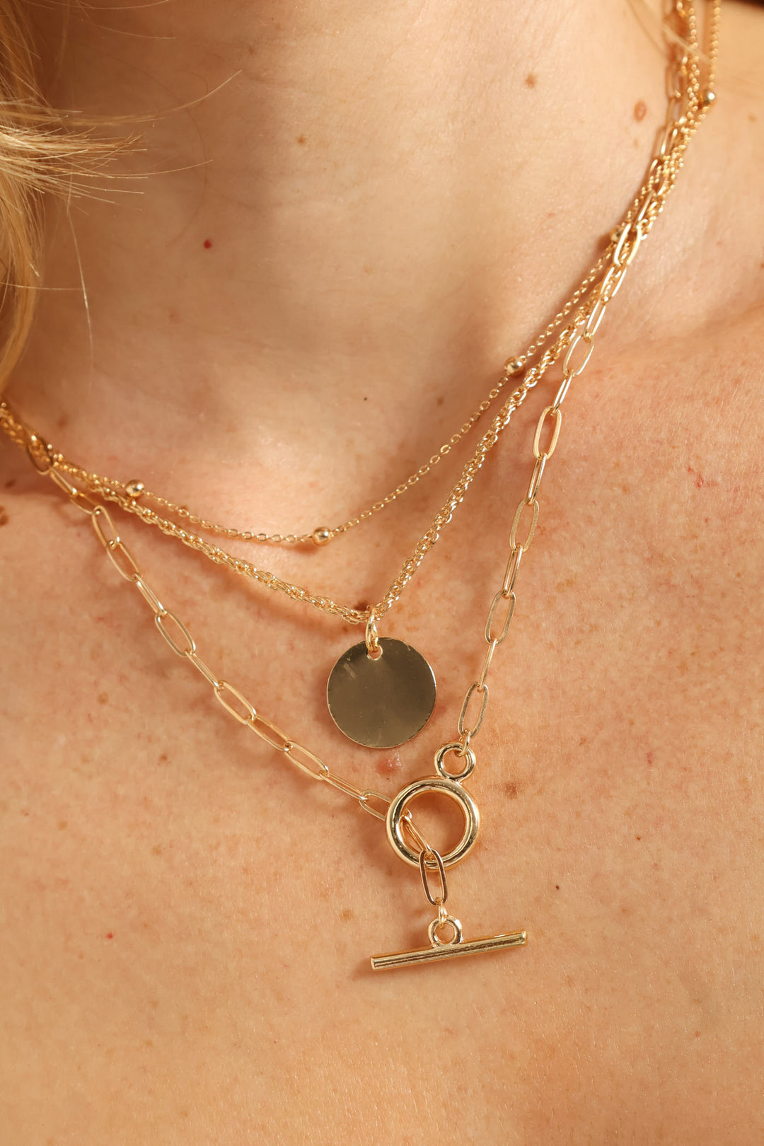 3 Pack Round Disc Fob - Gold