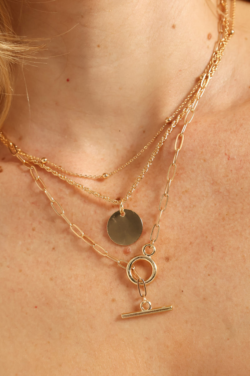 3 Pack Round Disc Fob - Gold