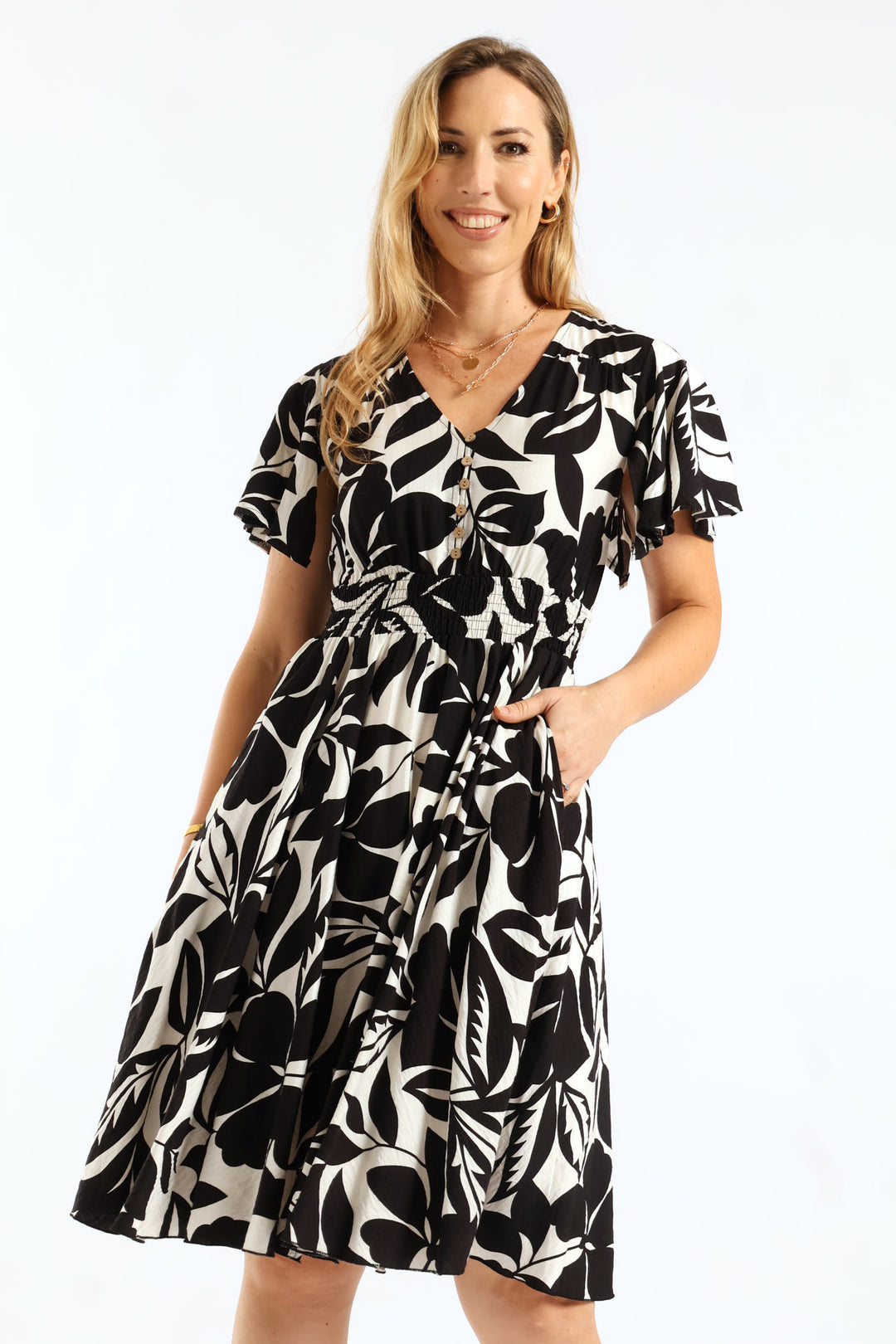 Multi Tier Abstract Print Maxi Dress - Floral