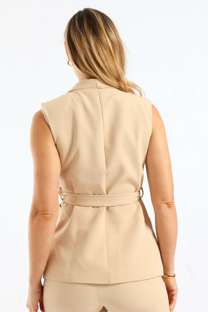 Tie Up Waisted Blazer - Stone