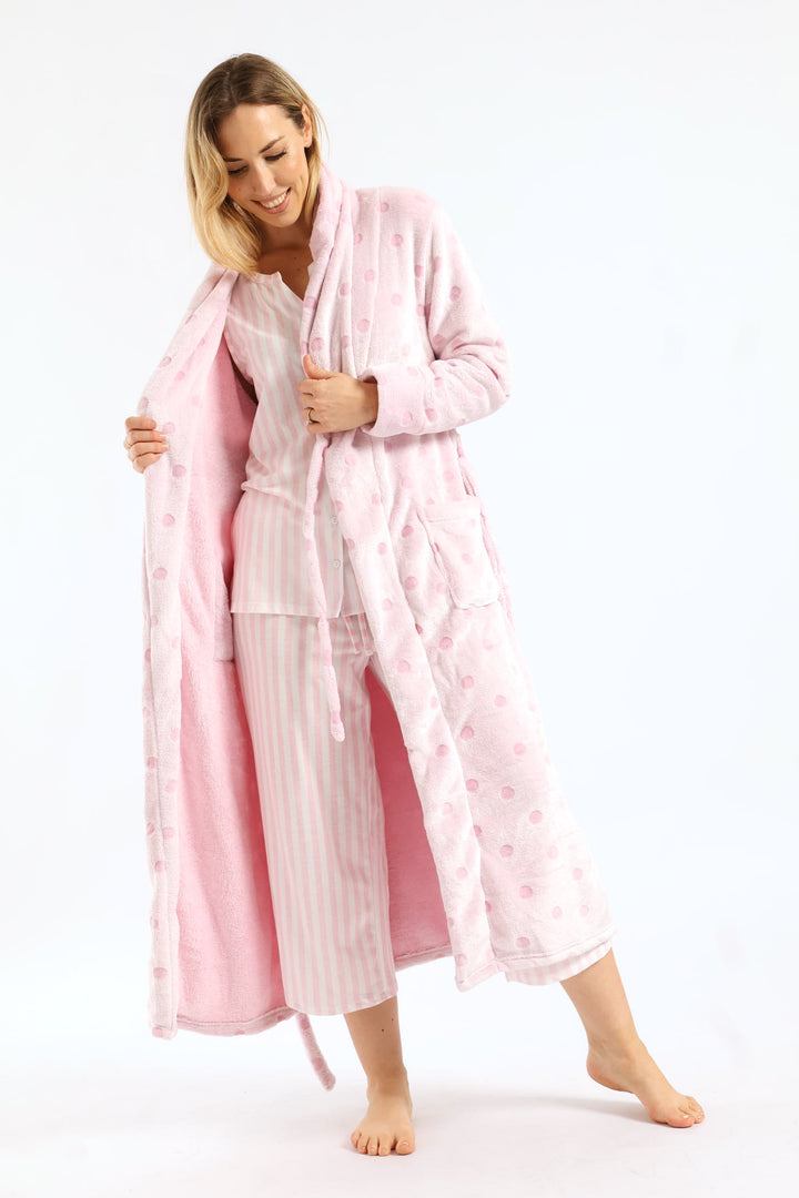 Embossed Spot Gown - Pink