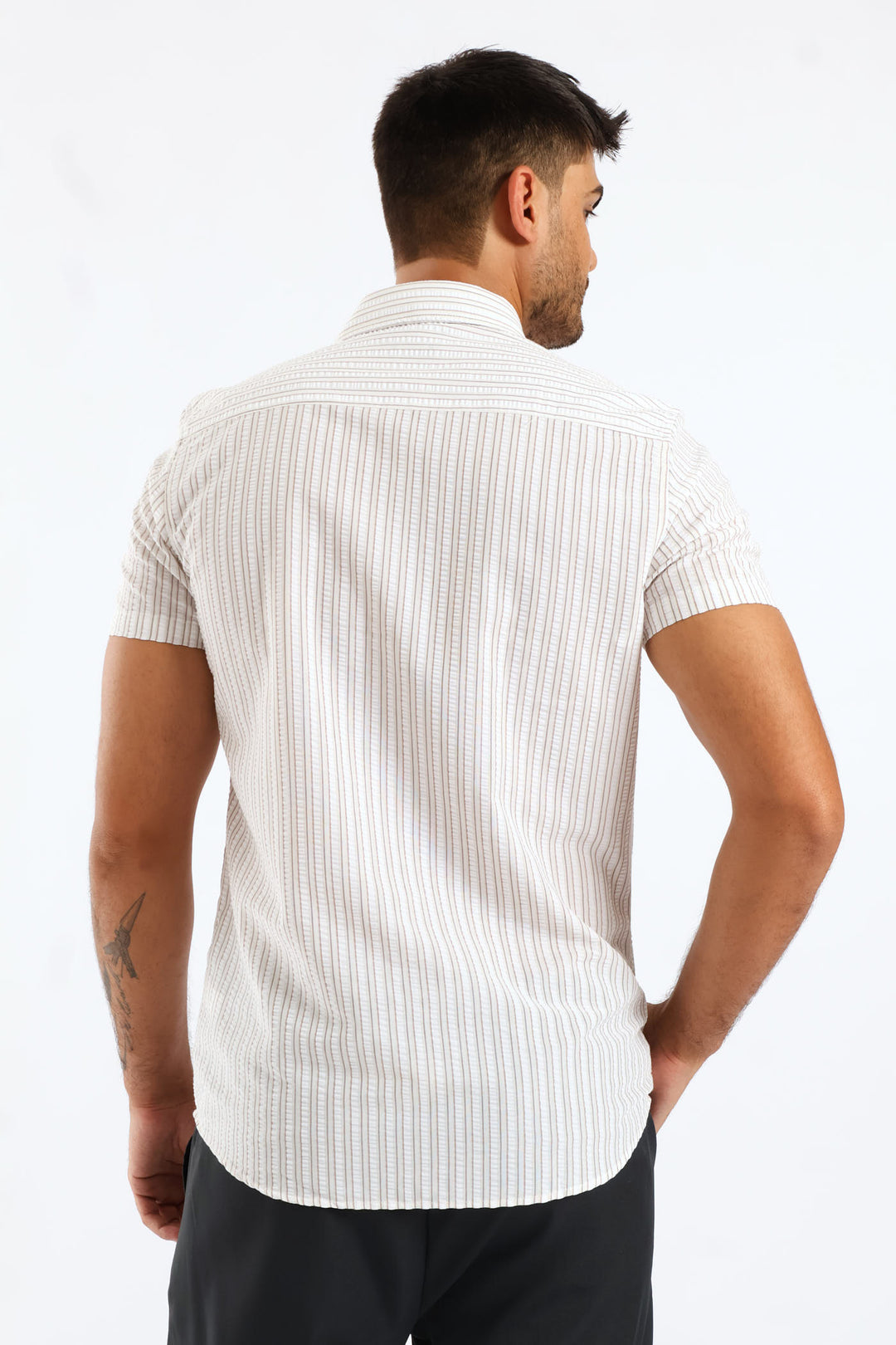 Double Stripe Textured Shirt - Stone/White