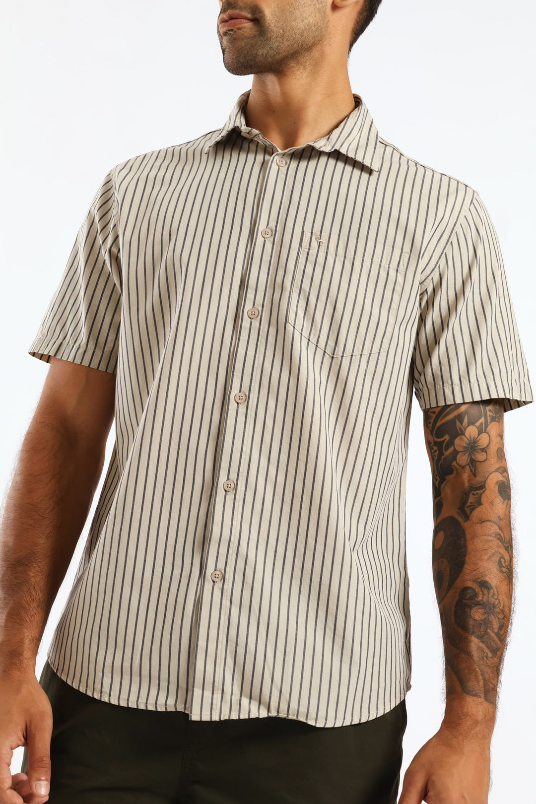 Regular Stripe Shirt - Stone