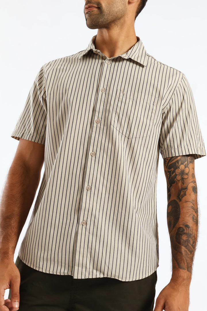 Regular Stripe Shirt - Stone