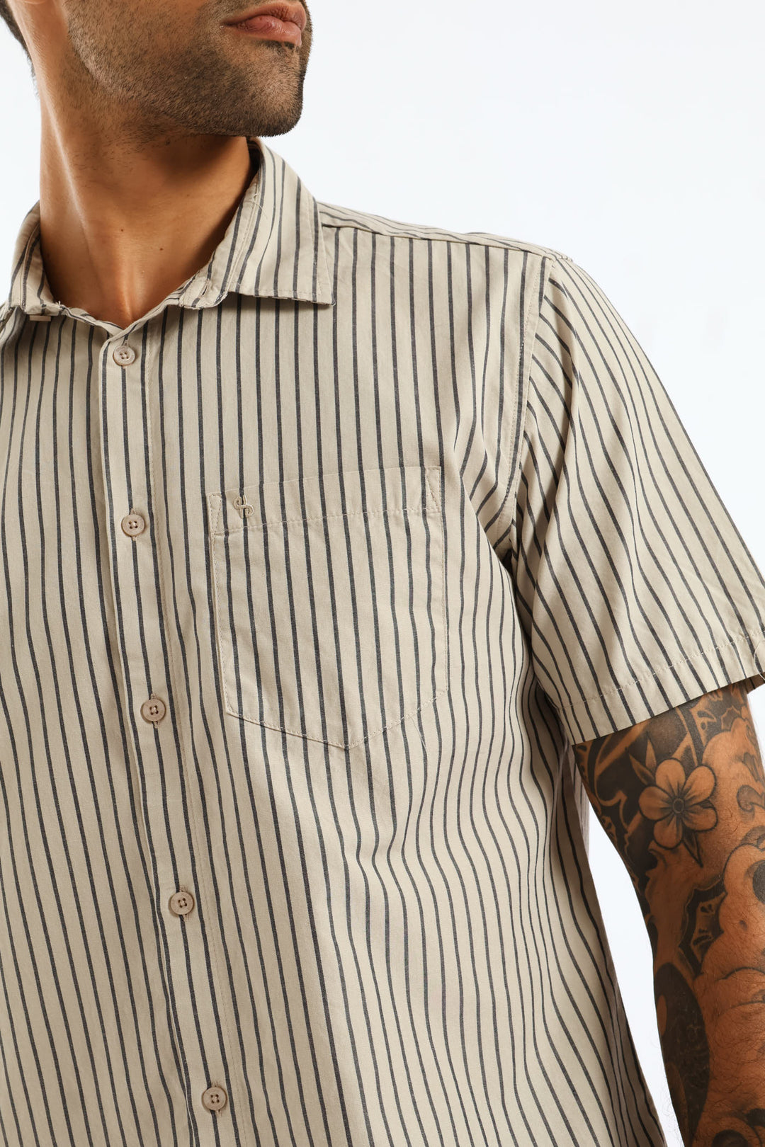 Regular Stripe Shirt - Stone