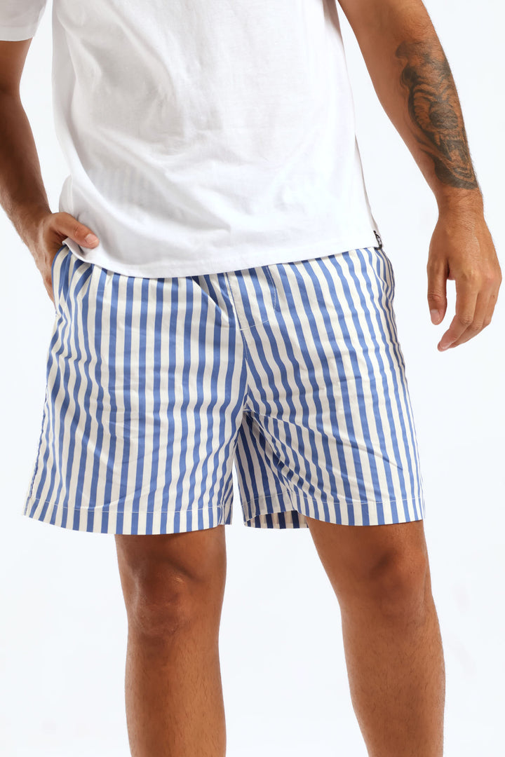 Stripe Beach Short - White/Blue