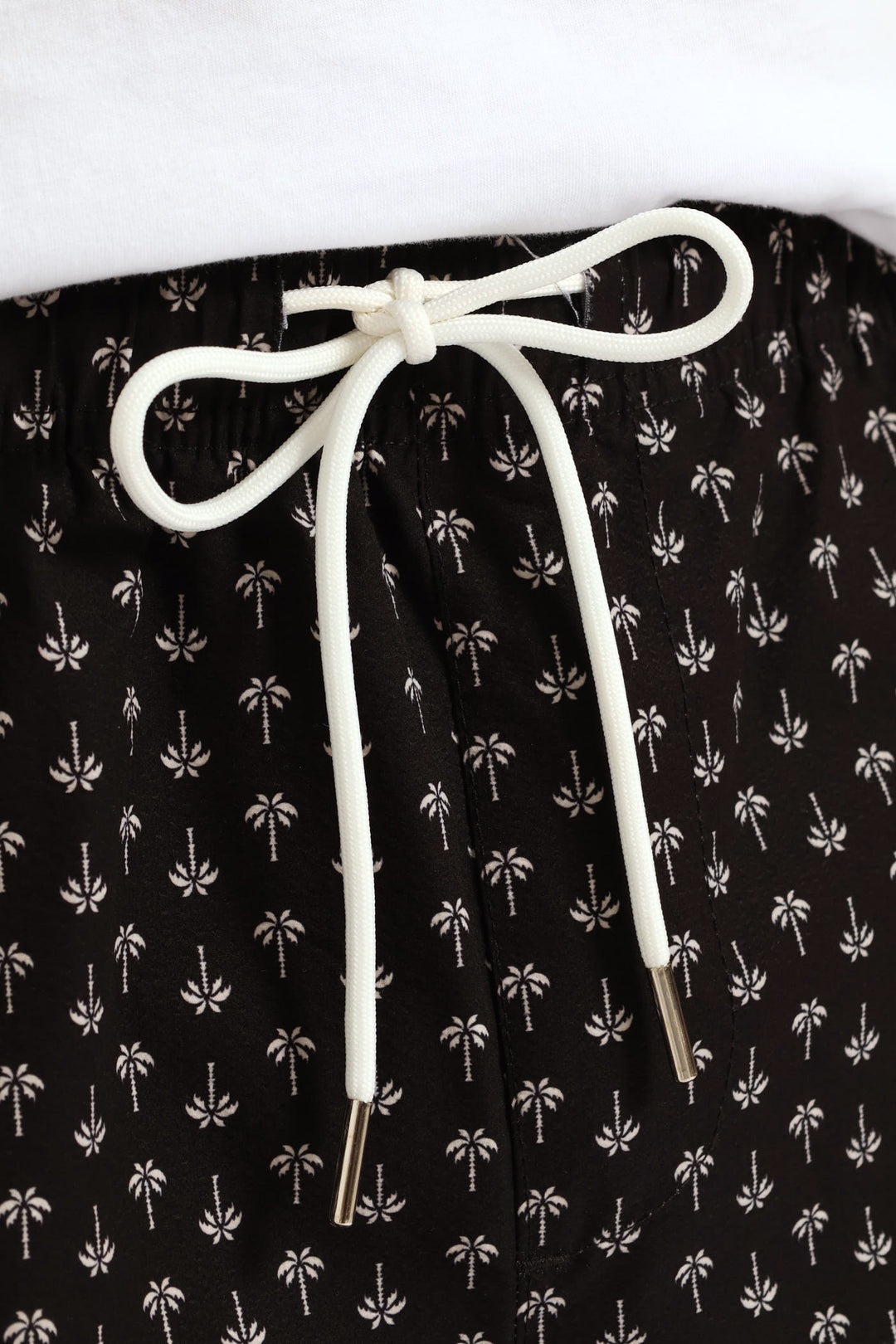 Seersucker Printed Beach Short - Black