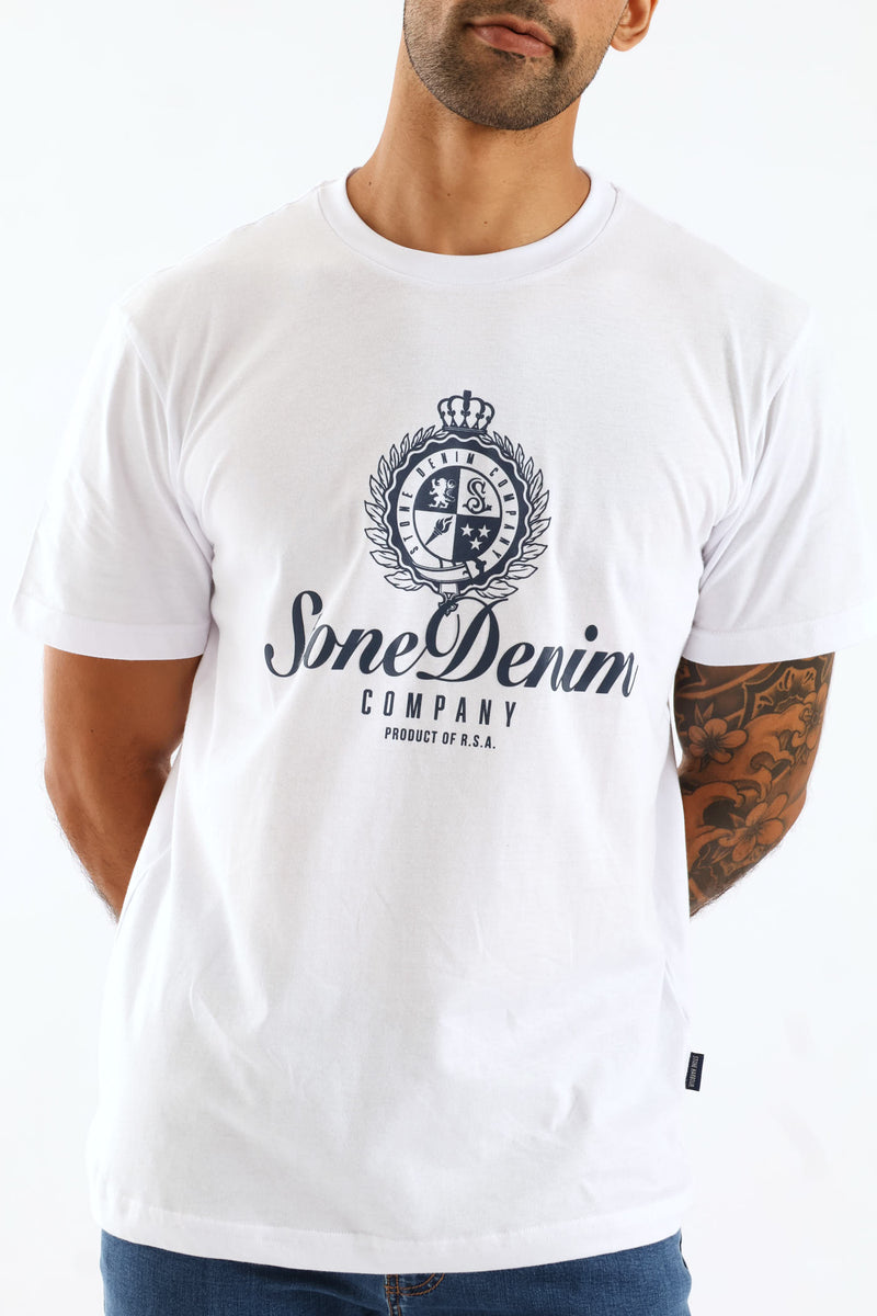 Stone Denim HD Print Tee - White