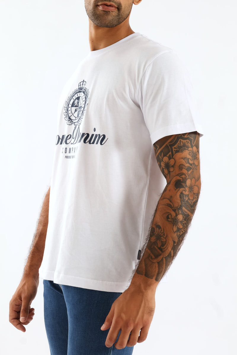 Stone Denim HD Print Tee - White
