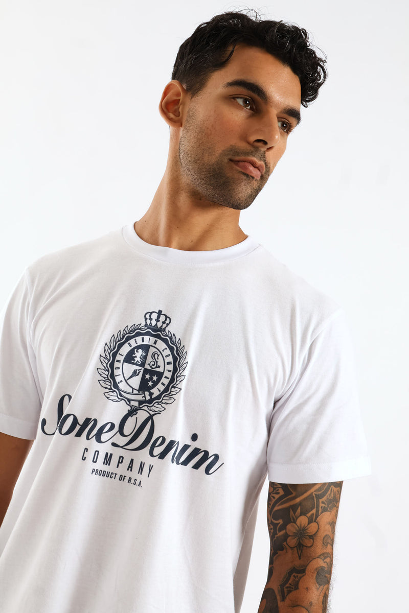 Stone Denim HD Print Tee - White