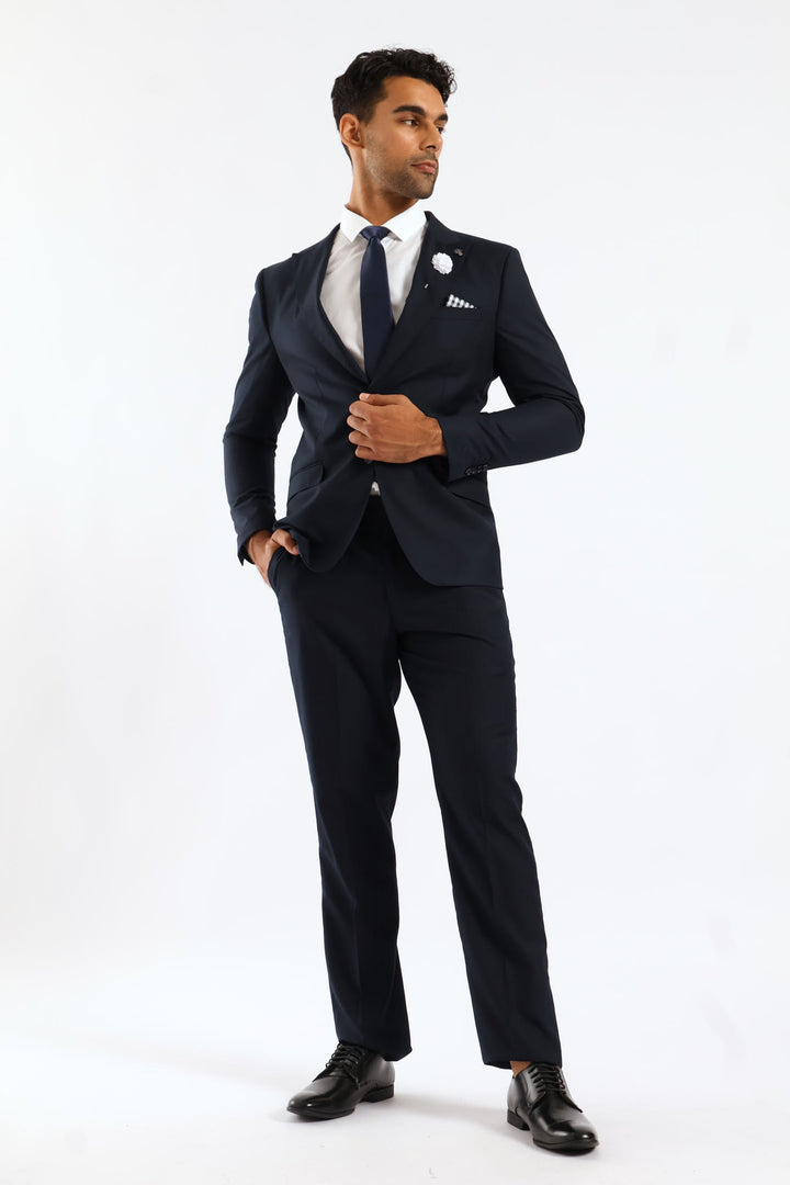 Slim Fit Viscose Blend Jacket - Navy