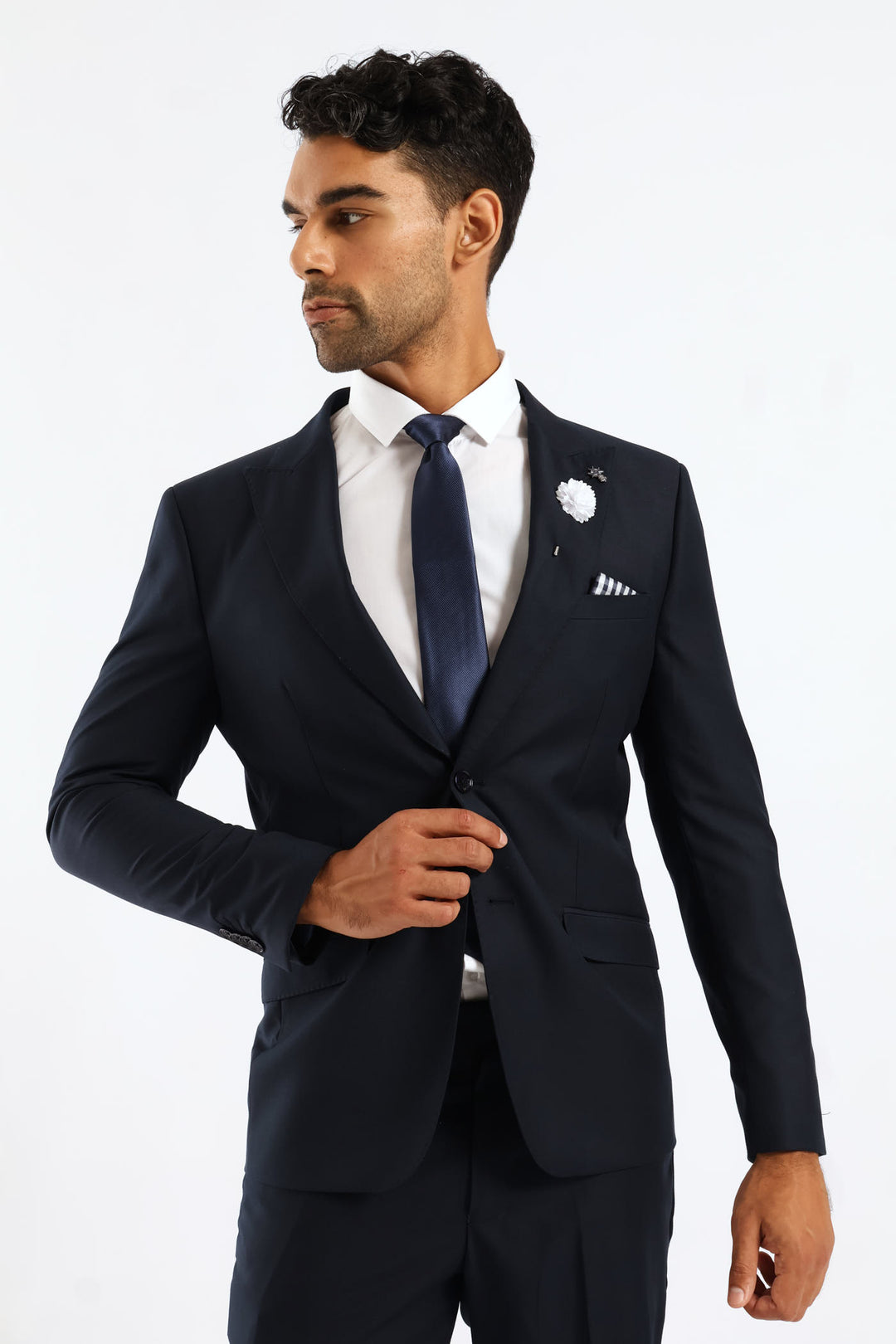 Slim Fit Viscose Blend Jacket - Navy
