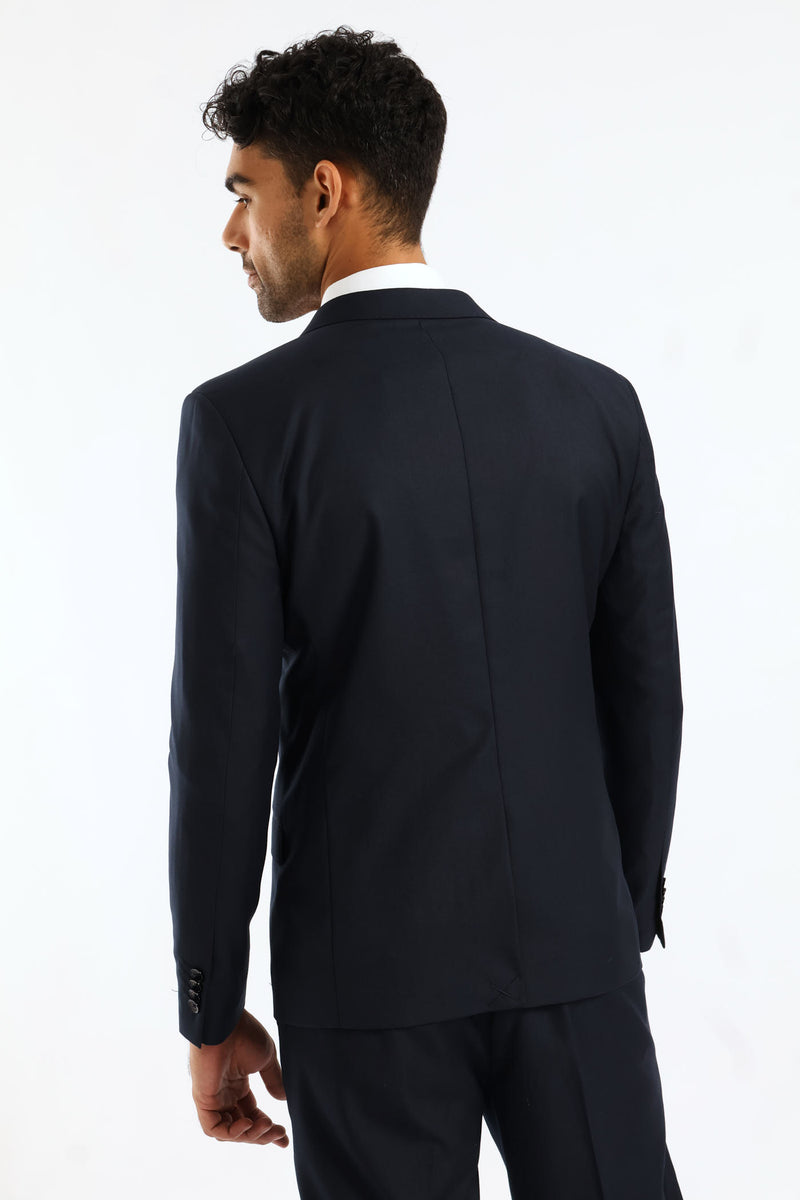 Slim Fit Viscose Blend Jacket - Navy