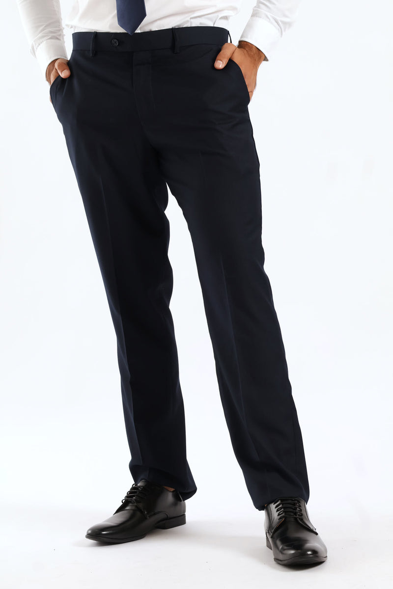 Regular Fit Viscose Blend Suit Trouser - Navy