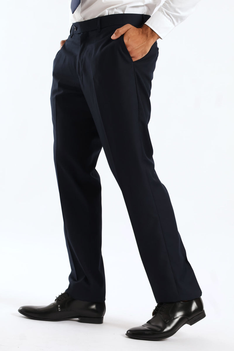 Regular Fit Viscose Blend Suit Trouser - Navy