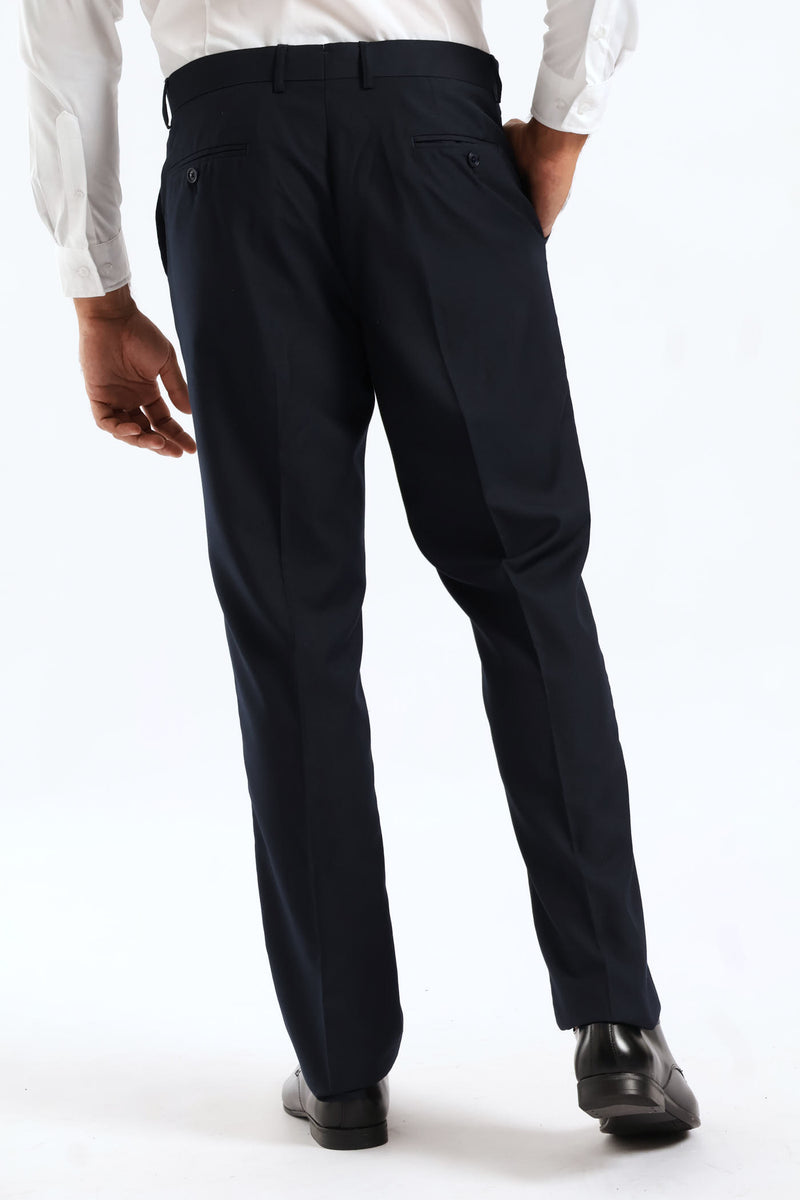 Regular Fit Viscose Blend Suit Trouser - Navy