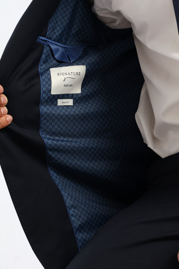 Slim Fit Viscose Blend Jacket - Navy