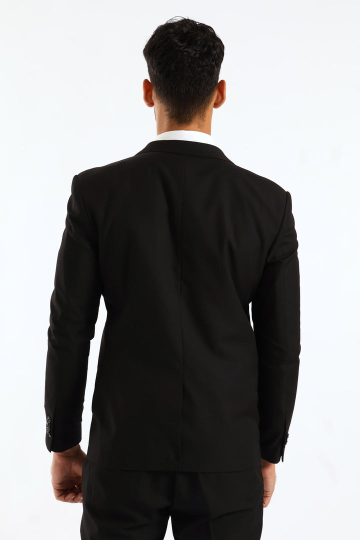 Slim Fit Viscose Blend Jackets - Black