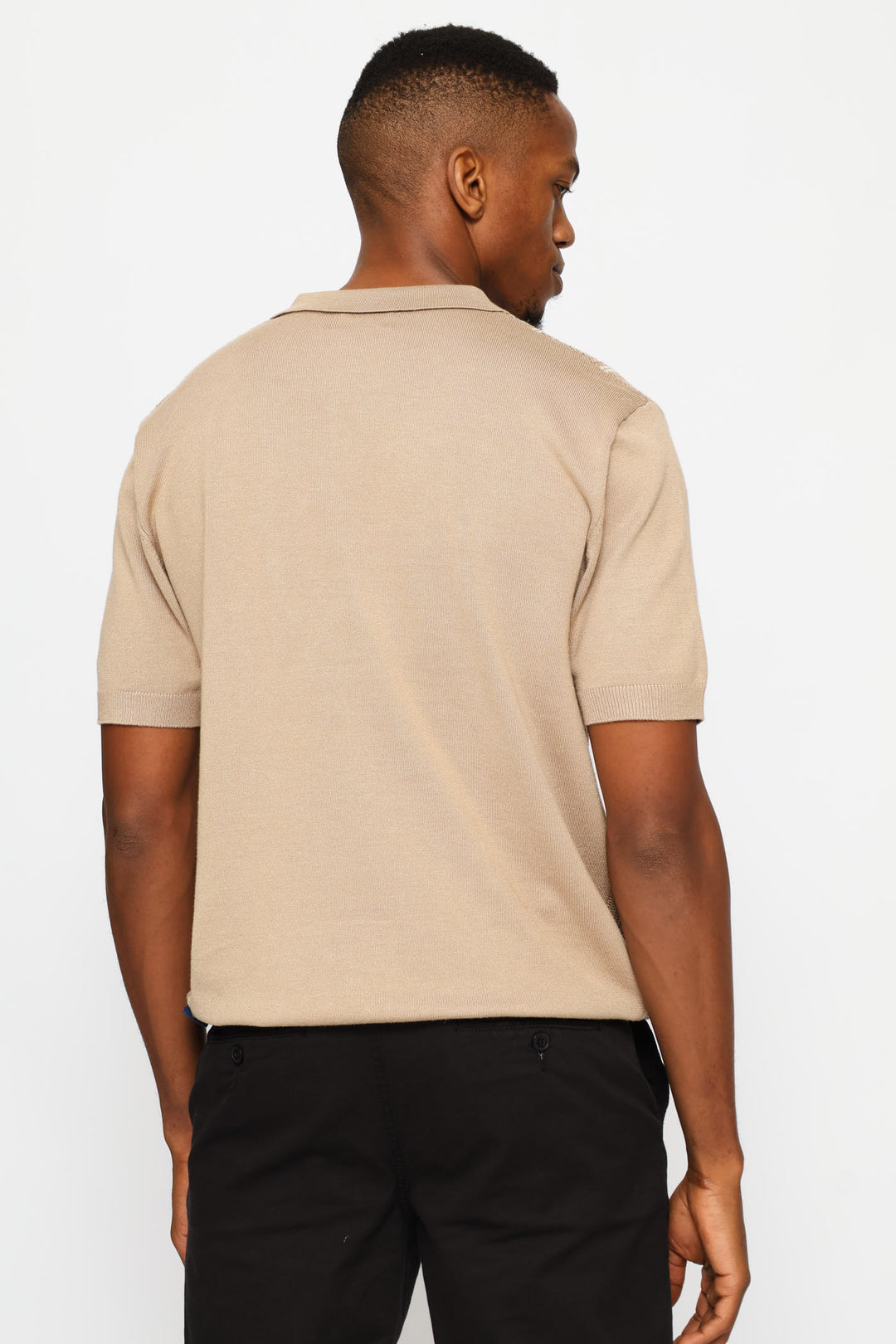 Thin Stripe Fine Gauge Golfer - Taupe