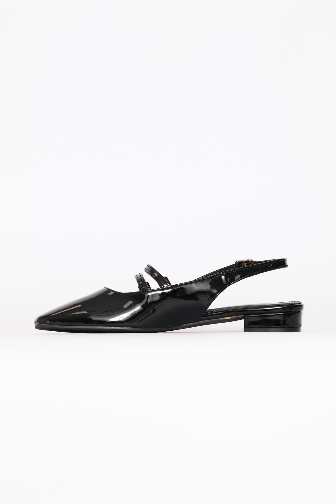Double Buckle Mary Jane Slingback Mule - Black