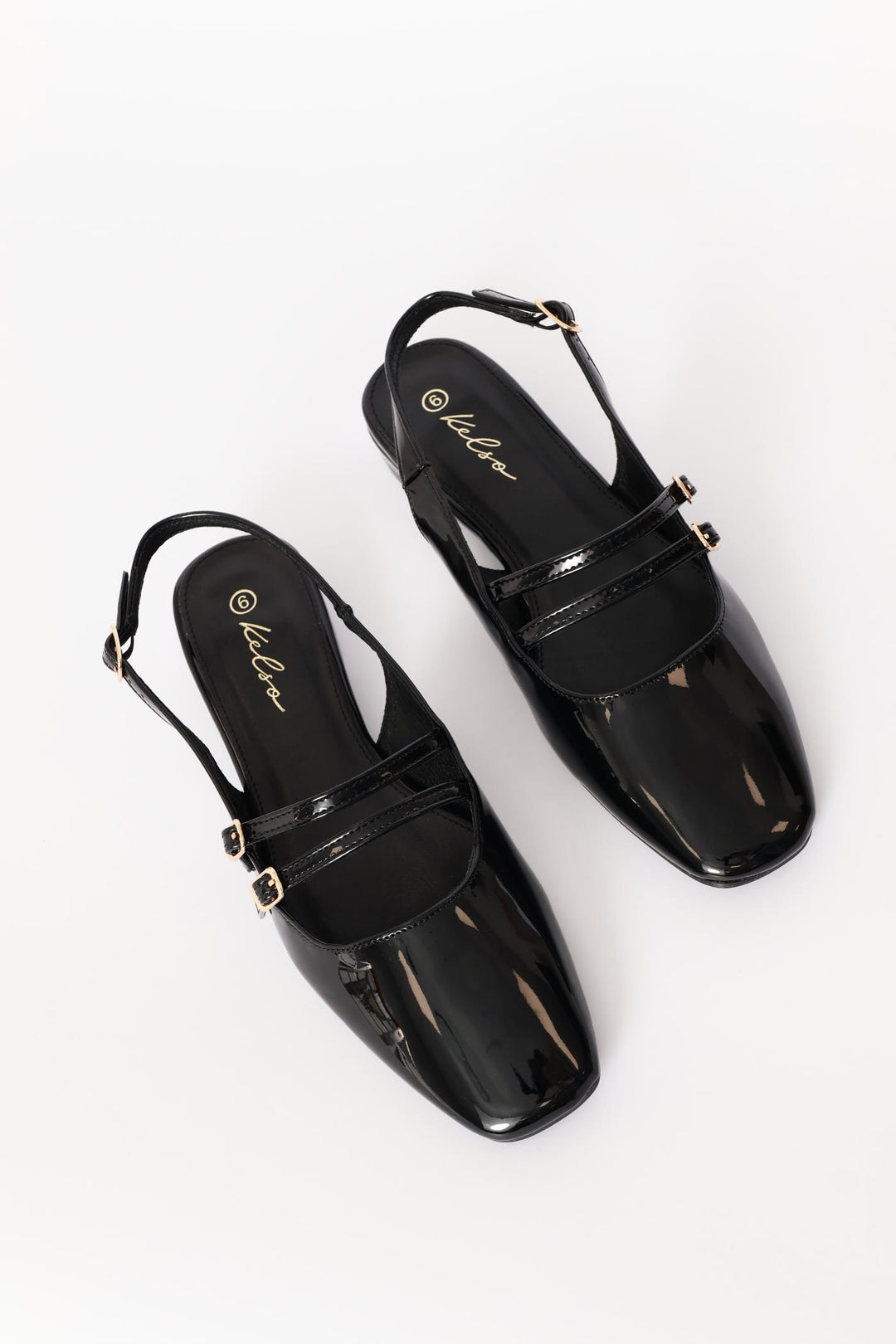 Double Buckle Mary Jane Slingback Mule - Black