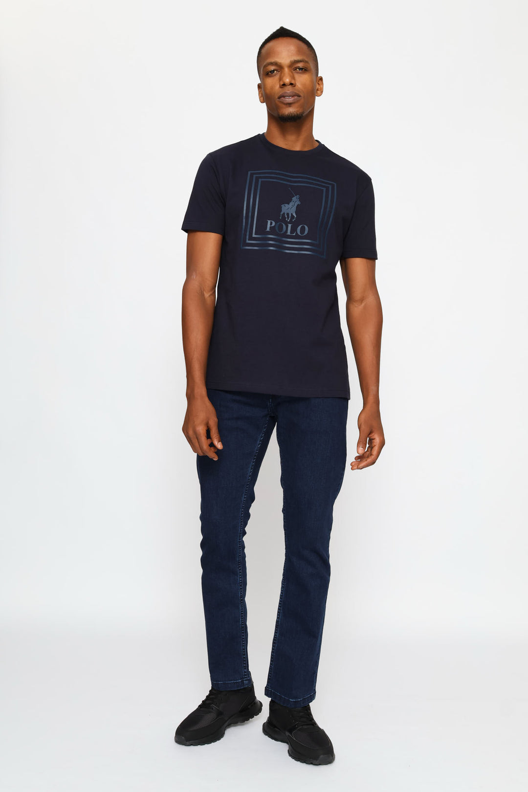 Square Pony Printed Tee - Navy