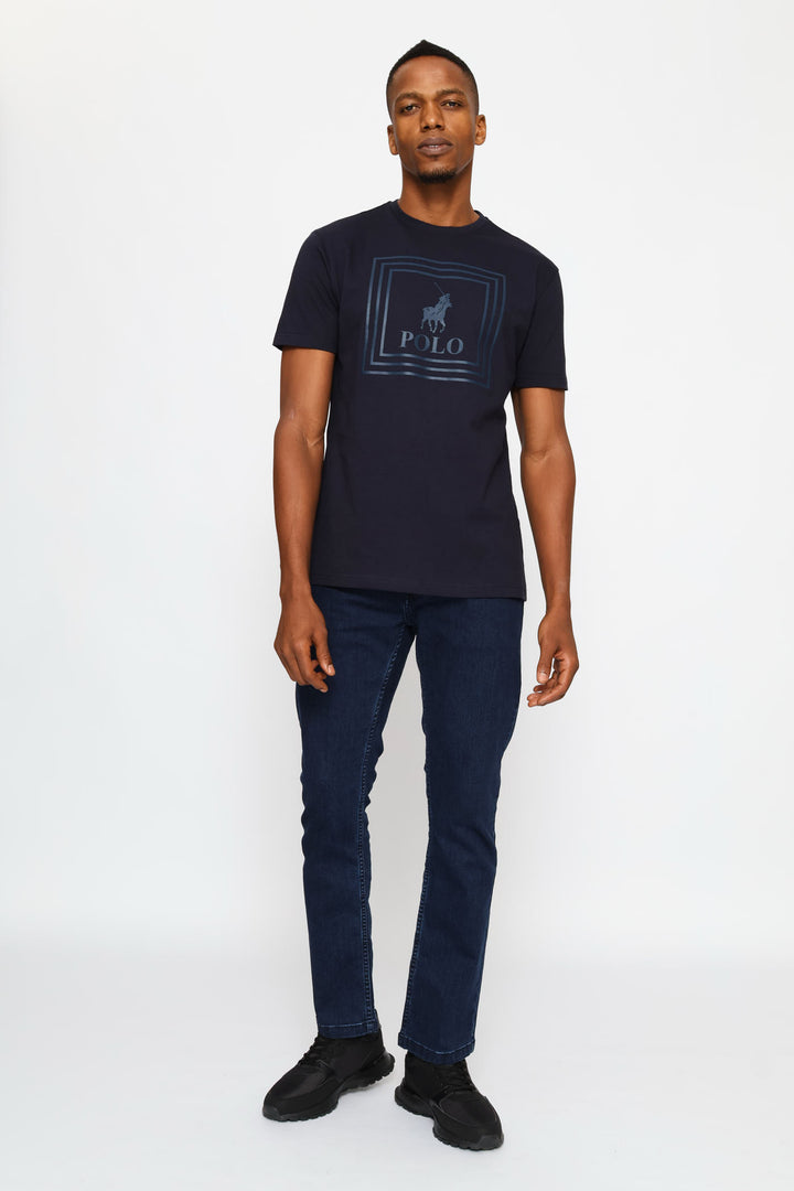 Square Pony Printed Tee - Navy