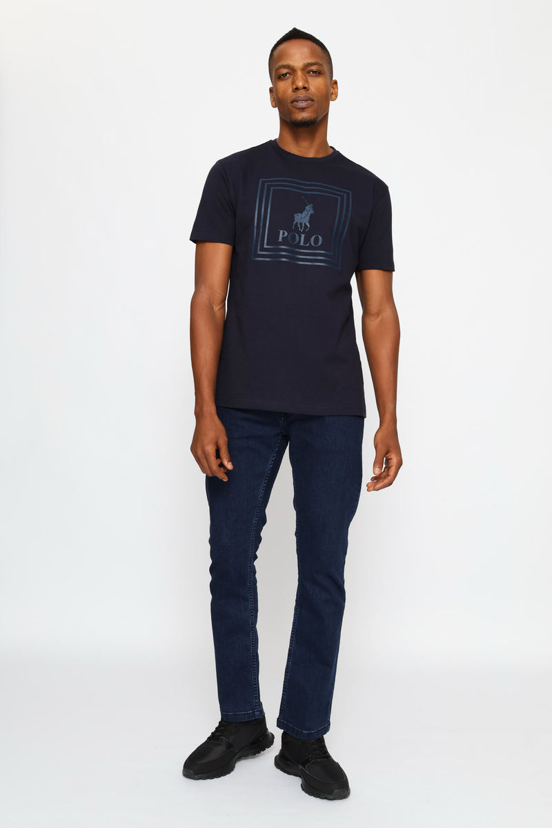 Square Pony Printed Tee - Navy