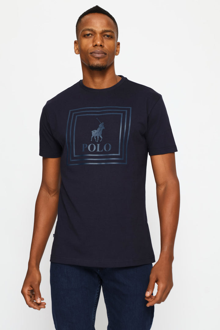 Square Pony Printed Tee - Navy