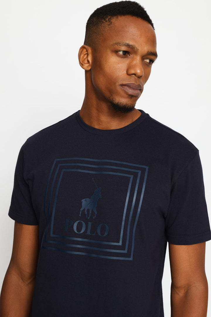 Square Pony Printed Tee - Navy