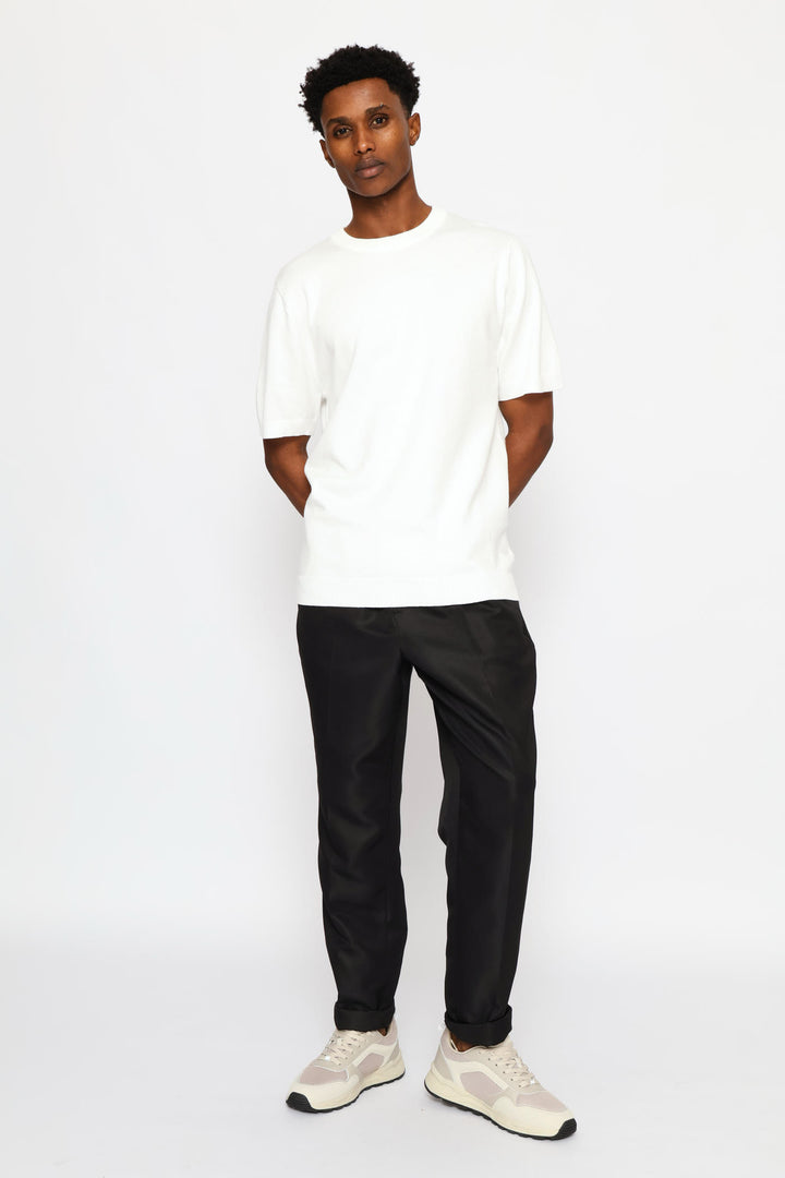 Smart Short Sleeve Knit Tee - White