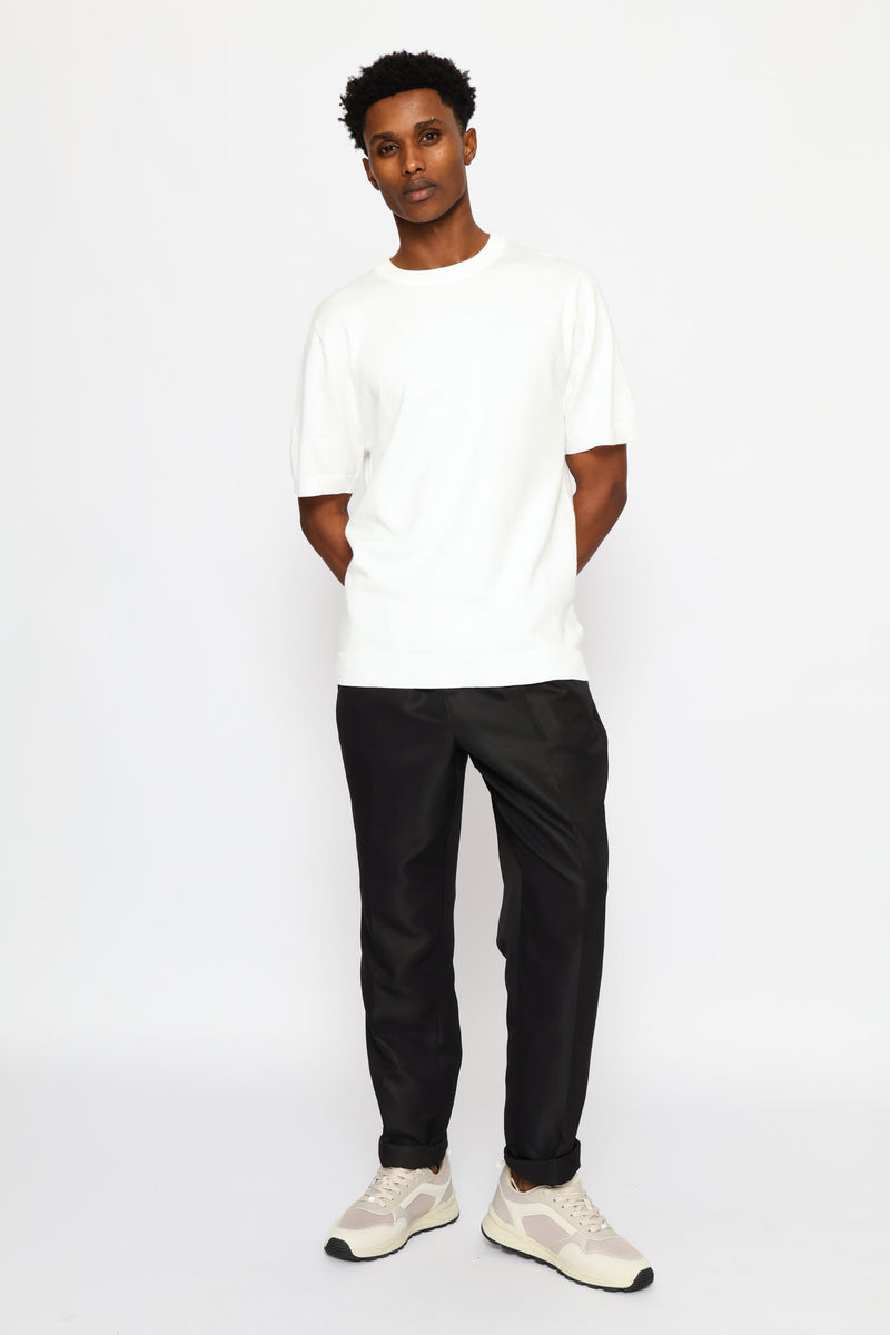 Smart Short Sleeve Knit Tee - White